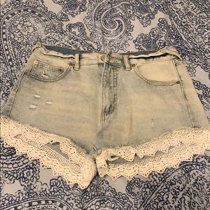 Free People Jean Laced Shorts
